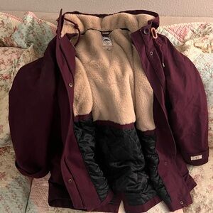 Burgundy Jacket with Faux Fur Lining